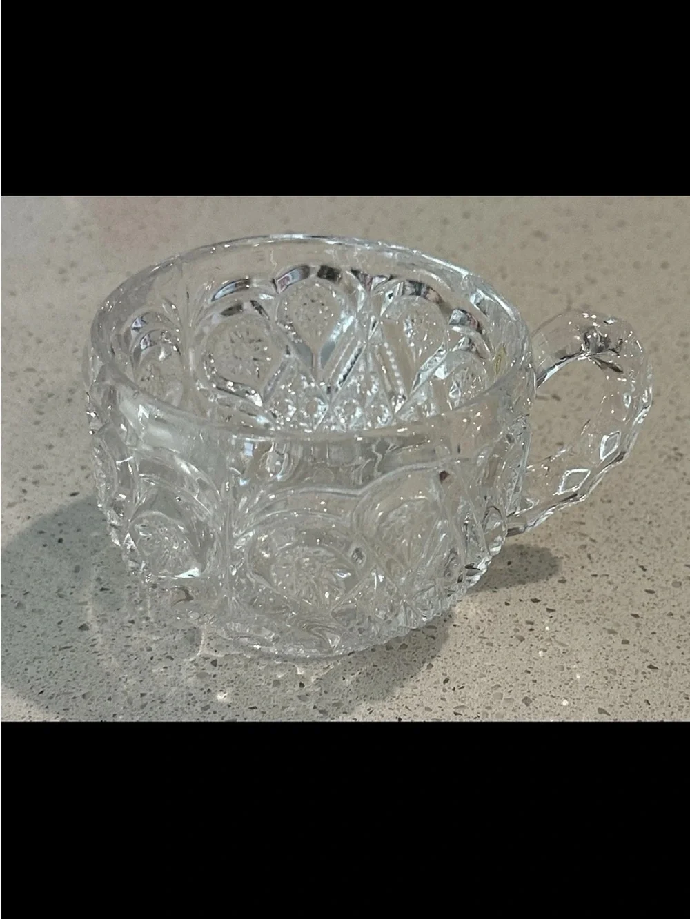 Cut Glass Etched Crystal-Look Pitcher Mug - Clear